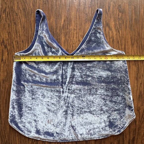 Loft Velvet Tank Top Sleeveless V-Neck Blue Womens Size Medium Petite - Picture 7 of 9